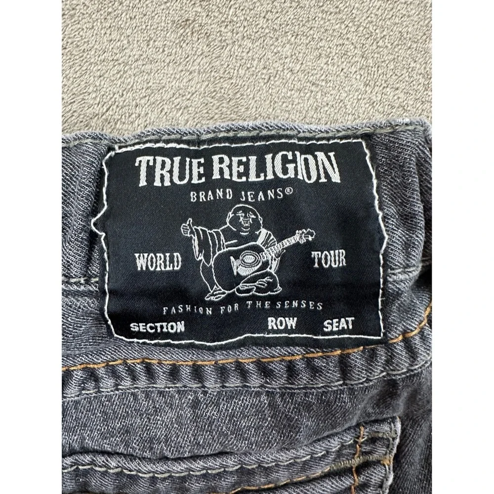 True Religion Ricky Relaxed Straight Big T Flap Jeans Mens size 36 Gray